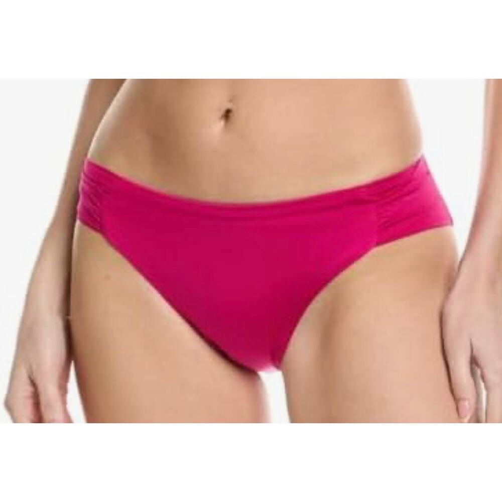 Trina Turk Monaco Sangria Pink Shirred Hipster Bikini Bottom 4 NWT